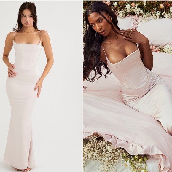 House Of CB Olivette Satin Dress - Crystal Pink